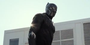 Chadwick Boseman makes his debut as Black Panther.